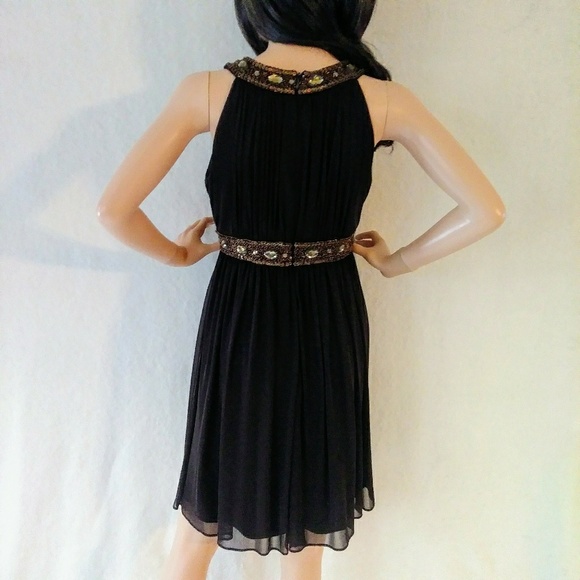 SALE! Cache Sz 8 Brown Beaded Fancy Party Dress - Picture 5 of 8